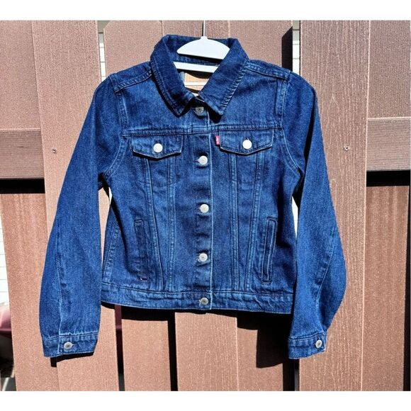 Levi's blue jean jacket size large 12-13 years brand new condition red tab brown - Picture 1 of 10